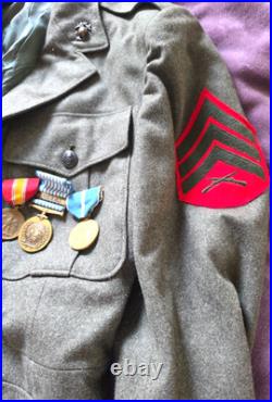 1957 USMC Marine Corps Korean War Era Sergeant Dress Green Jacket with Medals