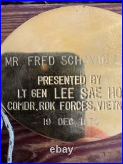 1970 Brass Gift Key Staff from Cdr of Korean Forces Vietnam to Fred Schonwetter