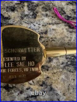 1972 Brass Gift Key Staff from Cdr of Korean Forces Vietnam to Fred Schonwetter