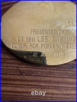 1972 Brass Gift Key Staff from Cdr of Korean Forces Vietnam to Fred Schonwetter