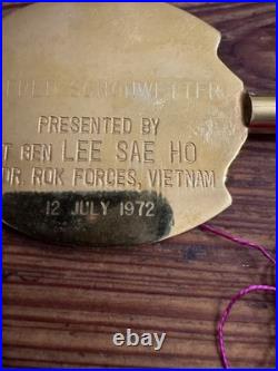 1972 Brass Gift Key Staff from Cdr of Korean Forces Vietnam to Fred Schonwetter 1972 Brass Gift Key Staff from Cdr of Korean Forces Vietnam to Fred Schonwetter
