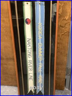 2 Korean War Battle Streamers Used Framed Naktong River Line Summer Fall 1952