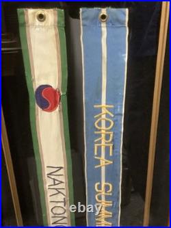 2 Korean War Battle Streamers Used Framed Naktong River Line Summer Fall 1952