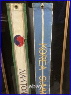 2 Korean War Battle Streamers Used Framed Naktong River Line Summer Fall 1952