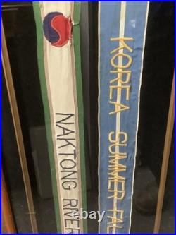 2 Korean War Battle Streamers Used Framed Naktong River Line Summer Fall 1952