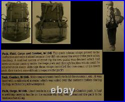 2 Old Relic US WW2 / Korean War / Vietnam War era M-1945 Combat Backpack USED