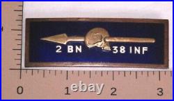 2nd Btn 38th Infantry Regiment Enameled Badge -Korean War- Blue Enamel Pin Back