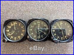 3 WW2 Korean War Era Waltham 8 Day Aircraft Clocks