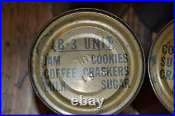 4 -1951 B unit rations Korean War Crackers Jam Coffee Sugar Milk Cookie 50's
