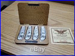 4 Collectible pocket knives WORLD WAR II, Desert storm, Korean war, Vietnam