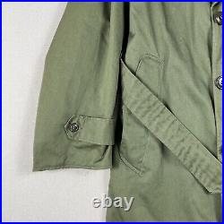 50s Korean War OG-107 Overcoat Reg Medium Green Wool Lined Belted Military Army