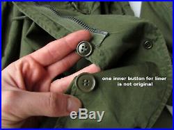 50s Vintage Korean War Era US Army Olive M51 M65 1951 Fishtail Parka Jacket Coat