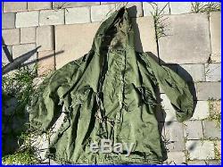50s Vtg Korean War Era US Army Olive M51 1951 Fishtail Parka Jacket Coat Sz L