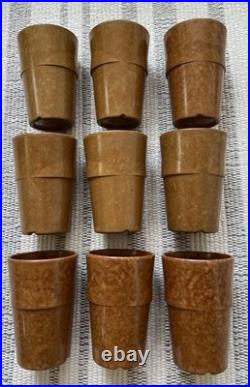 9 Vintage Us Military Korea War Era Melamine Brown Marbled Mess Hall Cups