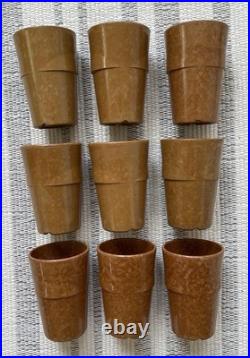 9 Vintage Us Military Korea War Era Melamine Brown Marbled Mess Hall Cups