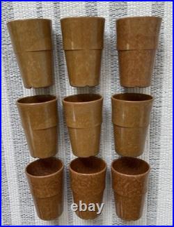 9 Vintage Us Military Korea War Era Melamine Brown Marbled Mess Hall Cups