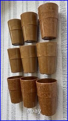 9 Vintage Us Military Korea War Era Melamine Brown Marbled Mess Hall Cups