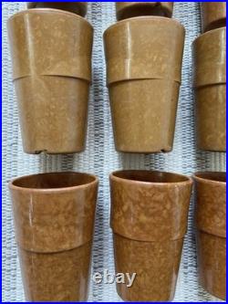 9 Vintage Us Military Korea War Era Melamine Brown Marbled Mess Hall Cups