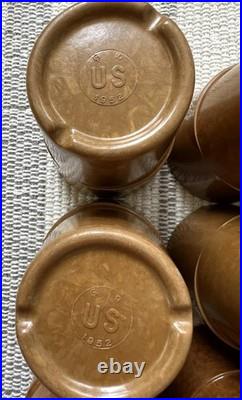 9 Vintage Us Military Korea War Era Melamine Brown Marbled Mess Hall Cups