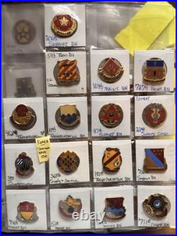 (91x) WW2 Korean Era Vietnam Era Military Crests DUI DI Clutch Back Pins