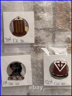 (91x) WW2 Korean Era Vietnam Era Military Crests DUI DI Clutch Back Pins