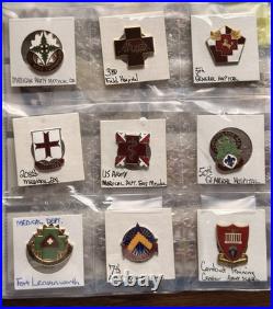 (91x) WW2 Korean Era Vietnam Era Military Crests DUI DI Clutch Back Pins