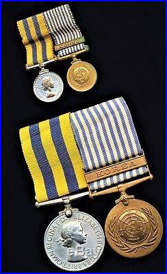 British Medals KOREAN WAR Medal pair & miniatures Cpl WRIGHT Middlesex Regiment