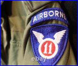 Cold War US Army 11th Airborne Coat Mans Cotton M-1951 Field Jacket, X-Small Reg