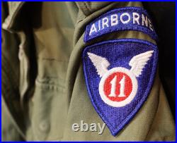 Cold War US Army 11th Airborne Coat Mans Cotton M-1951 Field Jacket, X-Small Reg