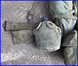 Complete WWII-Korean War M-1944 field pack upper/lower/suspenders/web belt Etc