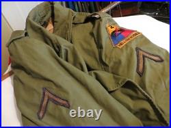 Dated Feb. 1952 Korean War BELTED OVERCOAT With Liner M-1951 US Military Patches