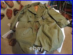 Dated Feb. 1952 Korean War BELTED OVERCOAT With Liner M-1951 US Military Patches