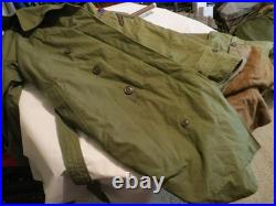 Dated Feb. 1952 Korean War BELTED OVERCOAT With Liner M-1951 US Military Patches