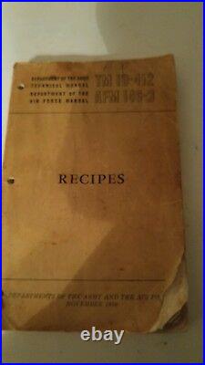 Department Of The Army-air Force Technical Manuel Recipes Used (korean War)1950