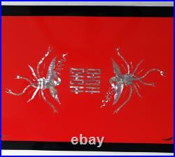 EXTREMELY RARE Korean War MILITARY GIFT PRESENTATION Red Lacquer Tea Table PEARL