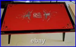 EXTREMELY RARE Korean War MILITARY GIFT PRESENTATION Red Lacquer Tea Table PEARL