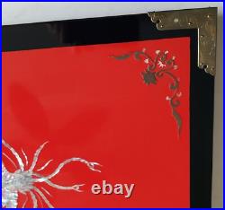 EXTREMELY RARE Korean War MILITARY GIFT PRESENTATION Red Lacquer Tea Table PEARL