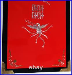 EXTREMELY RARE Korean War MILITARY GIFT PRESENTATION Red Lacquer Tea Table PEARL