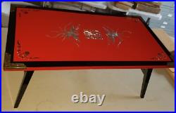 EXTREMELY RARE Korean War MILITARY GIFT PRESENTATION Red Lacquer Tea Table PEARL