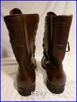 Endicott Johnson 1950's Brown Leather Combat Men's Boots 7.5 D, Korean War
