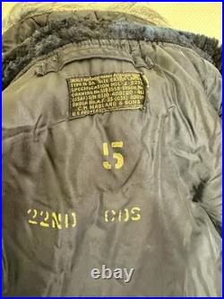 Extra Large 1950s USAF N-3A Blue Air Crew Jacket Parka with Attached Hood