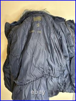 Extra Large 1950s USAF N-3A Blue Air Crew Jacket Parka with Attached Hood