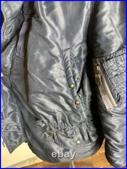 Extra Large 1950s USAF N-3A Blue Air Crew Jacket Parka with Attached Hood