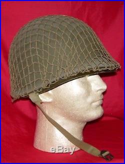 Fix Bale WWII M1 Steel Helmet and Net with Korean War Liner