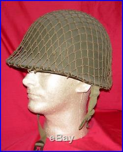 Fix Bale WWII M1 Steel Helmet and Net with Korean War Liner