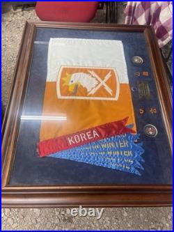 Framed Korean War Guidon Insignia