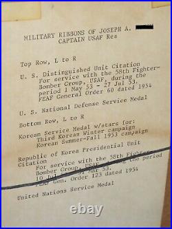 Framed US Air Force Korean War Medals & Ribbons