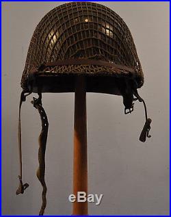 Genuine Early Korean War Us M1c Airborne Paratroopers Helmet 100% Complete