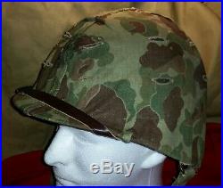 Genuine Korean War Usmc Hbt Camo M1 Helmet Cover Frog Skin No Helmet