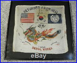 Great Korean War Silk Blood Chit HUGE & GREAT Framed & Ready for Display